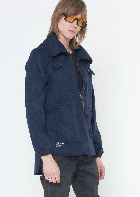 Men jackets with a hidden interior pocket for secure storageKonus Men's Half Zip Mock Neck Jacket in Navy Men jackets with a hidden interior pocket for secure storageKonus Men's Half Zip Mock Neck Jacket in Navy
