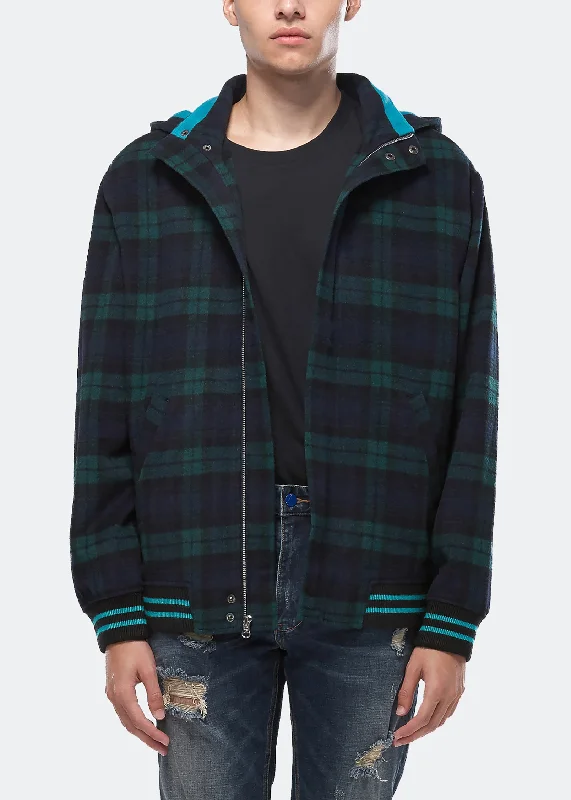 Down - filled men jackets in bright colors for winter fashionKonus Men's Wool Blend Plaid Hooded Zip Up Jacket in Green Down - filled men jackets in bright colors for winter fashionKonus Men's Wool Blend Plaid Hooded Zip Up Jacket in Green