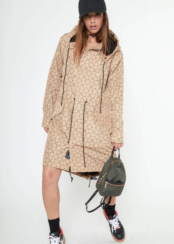 Lightweight men jackets made from recycled nylon for eco - friendly travelKonus Unisex Vector Printed Hooded Jacket in Camel Lightweight men jackets made from recycled nylon for eco - friendly travelKonus Unisex Vector Printed Hooded Jacket in Camel