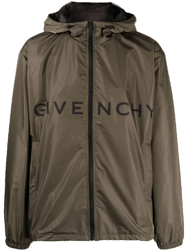 Men jackets with a zip - off sleeves to convert to a vestLogo-Print Hooded Jacket