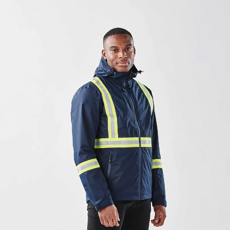 Denim men jackets with embroidered patches for a personalized touchMen's Olympia Reflective Shell - GXJ-2R Denim men jackets with embroidered patches for a personalized touchMen's Olympia Reflective Shell - GXJ-2R