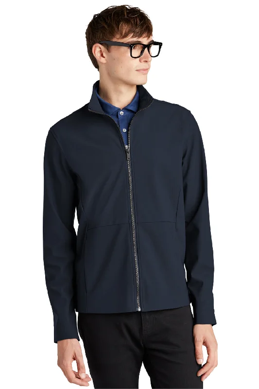 Bomber men jackets with ribbed cuffs for a classic 80s styleMercer+Mettle Mens Faille Waterproof Full Zip Soft Shell Jacket - Night Navy Blue