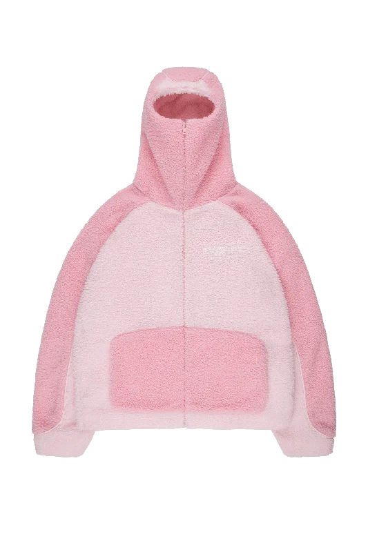 Plus - size men jackets with adjustable drawstrings for a comfortable fitMULTIFACED FLEECE PINK Plus - size men jackets with adjustable drawstrings for a comfortable fitMULTIFACED FLEECE PINK
