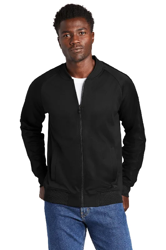 Bomber men jackets with ribbed cuffs for a classic 80s styleNew Era Mens Full Zip Track Jacket - Black Bomber men jackets with ribbed cuffs for a classic 80s styleNew Era Mens Full Zip Track Jacket - Black