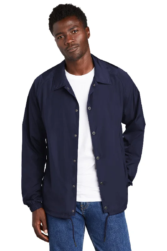 Men jackets with a hidden interior pocket for secure storageNew Era Mens Water Resistant Snap Down Coach's Jacket - True Navy Blue Men jackets with a hidden interior pocket for secure storageNew Era Mens Water Resistant Snap Down Coach's Jacket - True Navy Blue