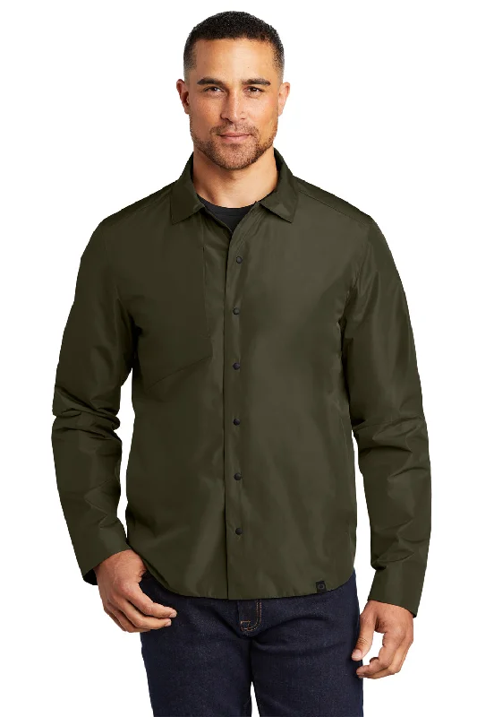 Men jackets with a hidden interior pocket for secure storageOgio Mens Water Resistant Reverse Button Down Shirt Jacket - Drive Green Men jackets with a hidden interior pocket for secure storageOgio Mens Water Resistant Reverse Button Down Shirt Jacket - Drive Green