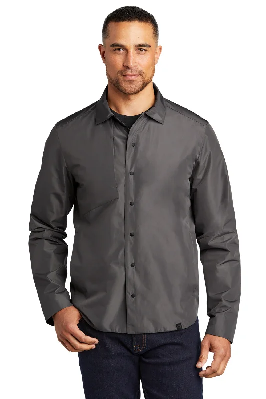 Plus - size men jackets with adjustable drawstrings for a comfortable fitOgio Mens Water Resistant Reverse Button Down Shirt Jacket - Gear Grey Plus - size men jackets with adjustable drawstrings for a comfortable fitOgio Mens Water Resistant Reverse Button Down Shirt Jacket - Gear Grey