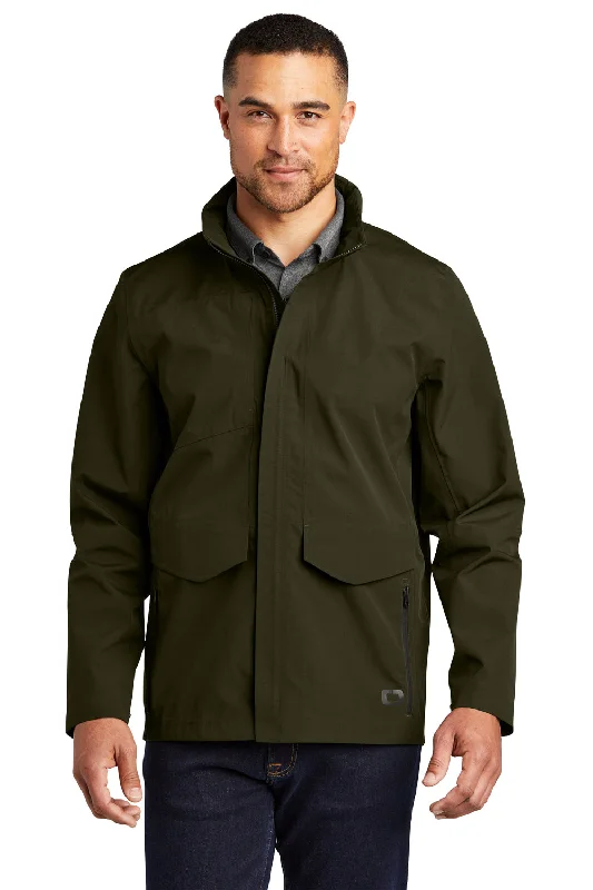 Checkered men jackets in a plaid pattern for a preppy appearanceOgio Mens Utilitarian Wind & Water Resistant Full Zip Hooded Jacket - Drive Green Checkered men jackets in a plaid pattern for a preppy appearanceOgio Mens Utilitarian Wind & Water Resistant Full Zip Hooded Jacket - Drive Green