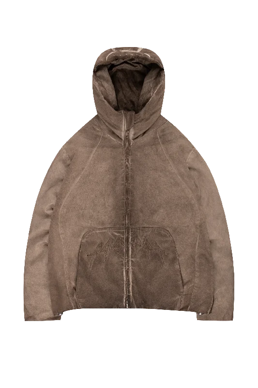 Performance - driven men jackets with breathable fabric for sportsOIL WASHED PUFFER JACKET BROWN Performance - driven men jackets with breathable fabric for sportsOIL WASHED PUFFER JACKET BROWN