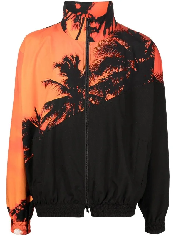Down - filled men jackets in bright colors for winter fashionPalm-Tree Print Bomber Jacket Down - filled men jackets in bright colors for winter fashionPalm-Tree Print Bomber Jacket