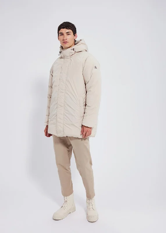 Men jackets with a built - in hood that can be stowed away when not in useParka à capuche homme Pyrenex Spark en duvet naturel Brown rice Men jackets with a built - in hood that can be stowed away when not in useParka à capuche homme Pyrenex Spark en duvet naturel Brown rice