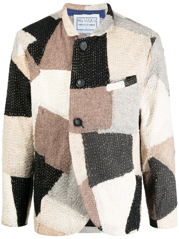Corduroy men jackets in earthy tones for a rustic charmPatchwork Wool Jacket