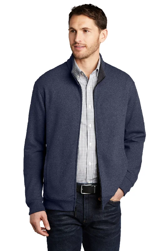 Fleece - lined men jackets for cold - weather commutingPort Authority Mens Interlock Full Zip Jacket - Heather Estate Blue/Heather Charcoal Grey Fleece - lined men jackets for cold - weather commutingPort Authority Mens Interlock Full Zip Jacket - Heather Estate Blue/Heather Charcoal Grey