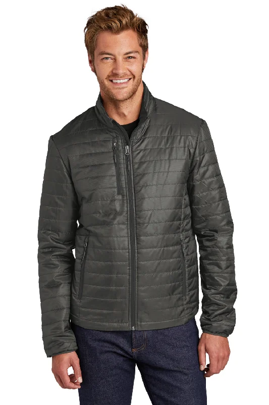 Stretch - fabric men jackets for unrestricted movement during workoutsPort Authority Mens Water Resistant Packable Puffy Full Zip Jacket - Sterling Grey/Graphite Grey Stretch - fabric men jackets for unrestricted movement during workoutsPort Authority Mens Water Resistant Packable Puffy Full Zip Jacket - Sterling Grey/Graphite Grey