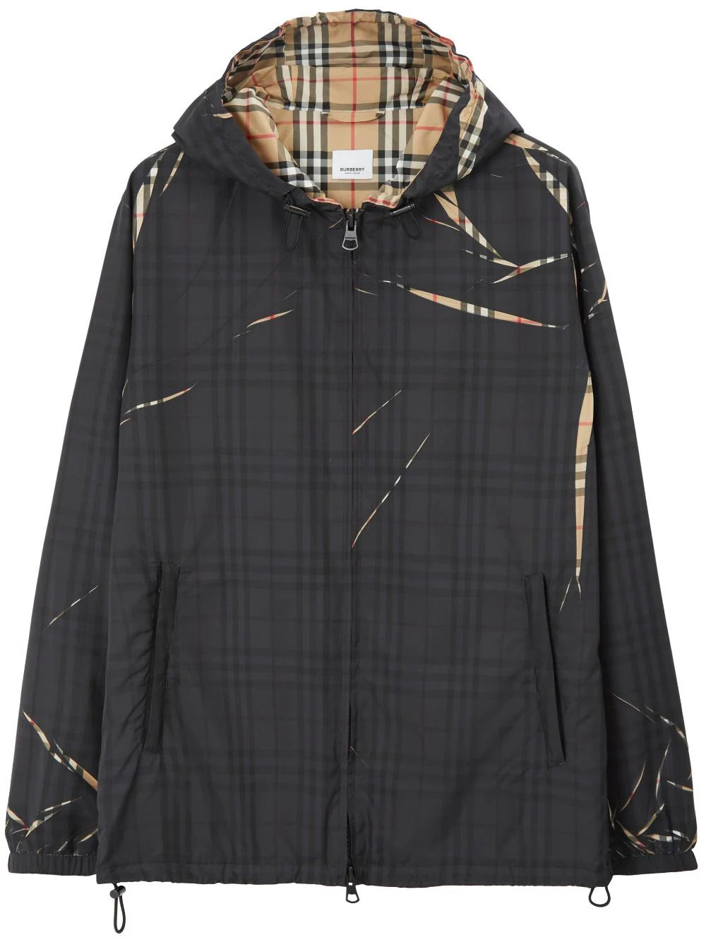 Plus - size men jackets with adjustable drawstrings for a comfortable fitSliced Check Hooded Jacket Plus - size men jackets with adjustable drawstrings for a comfortable fitSliced Check Hooded Jacket