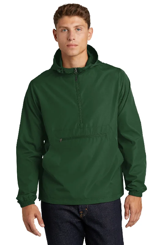 Corduroy men jackets in earthy tones for a rustic charmSport-Tek Mens Wind & Water Resistant Packable Anorak 1/4 Zip Hooded Jacket - Forest Green Corduroy men jackets in earthy tones for a rustic charmSport-Tek Mens Wind & Water Resistant Packable Anorak 1/4 Zip Hooded Jacket - Forest Green