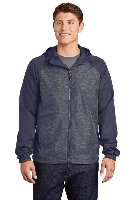 Tailored men jackets to pair with formal trousers for business meetingsSport-Tek Mens Wind & Water Resistant Full Zip Hooded Jacket - Heather True Navy Blue/Navy Blue Tailored men jackets to pair with formal trousers for business meetingsSport-Tek Mens Wind & Water Resistant Full Zip Hooded Jacket - Heather True Navy Blue/Navy Blue