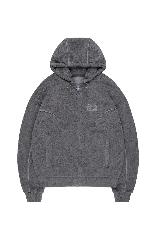 Plus - size men jackets with adjustable drawstrings for a comfortable fitSTAR WREATH FLEECE ZIP TORNADO GREY