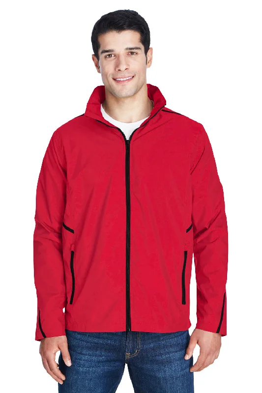 Lightweight men jackets made from recycled nylon for eco - friendly travelTeam 365 Mens Conquest Wind & Water Resistant Full Zip Hooded Jacket - Red Lightweight men jackets made from recycled nylon for eco - friendly travelTeam 365 Mens Conquest Wind & Water Resistant Full Zip Hooded Jacket - Red