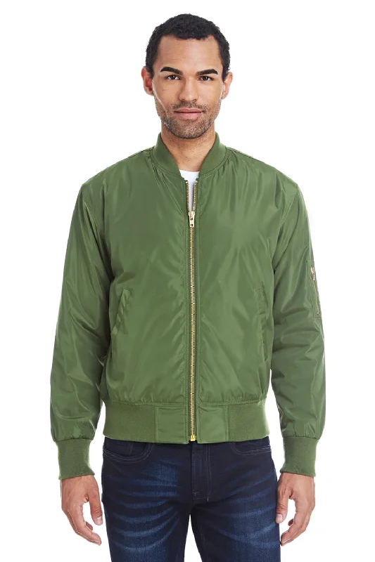 Checkered men jackets in a plaid pattern for a preppy appearanceThreadfast Apparel Mens Bomber Full Zip Jacket - Army Green Checkered men jackets in a plaid pattern for a preppy appearanceThreadfast Apparel Mens Bomber Full Zip Jacket - Army Green