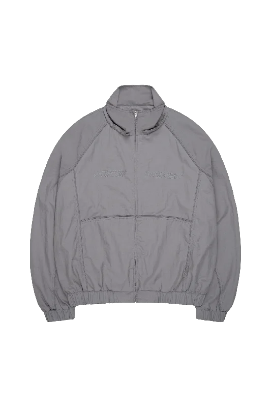 Plus - size men jackets with adjustable drawstrings for a comfortable fitTRACK JACKET GREY Plus - size men jackets with adjustable drawstrings for a comfortable fitTRACK JACKET GREY