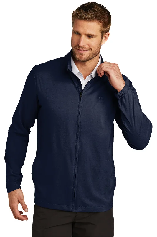 Hooded men jackets with a detachable faux - fur trim for added warmthTravisMathew Mens Surfside Full Zip Jacket - Vintage Indigo Blue/Black Hooded men jackets with a detachable faux - fur trim for added warmthTravisMathew Mens Surfside Full Zip Jacket - Vintage Indigo Blue/Black