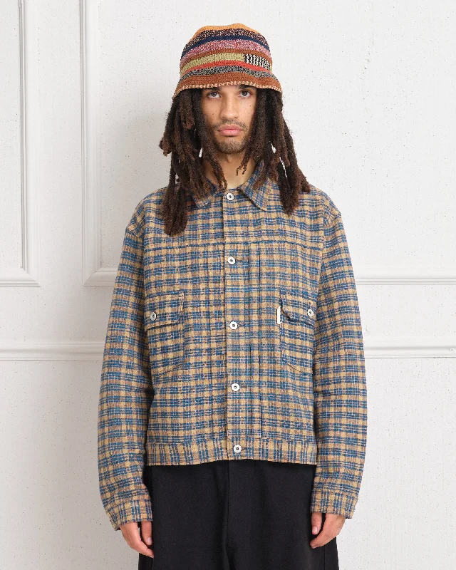 Down - filled men jackets in bright colors for winter fashionTuesday Jacket - Mud Check Handloom Down - filled men jackets in bright colors for winter fashionTuesday Jacket - Mud Check Handloom