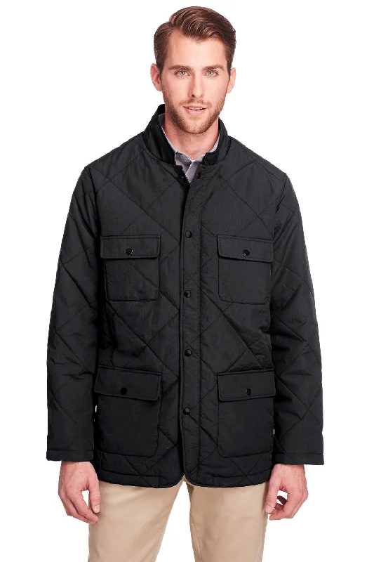 Men jackets with a built - in hood that can be stowed away when not in useUltraClub Mens Dawson Water Resistant Quilted Full Zip Jacket - Black - Closeout Men jackets with a built - in hood that can be stowed away when not in useUltraClub Mens Dawson Water Resistant Quilted Full Zip Jacket - Black - Closeout