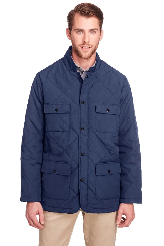 Fleece - lined men jackets for cold - weather commutingUltraClub Mens Dawson Water Resistant Quilted Full Zip Jacket - Navy Blue - Closeout Fleece - lined men jackets for cold - weather commutingUltraClub Mens Dawson Water Resistant Quilted Full Zip Jacket - Navy Blue - Closeout