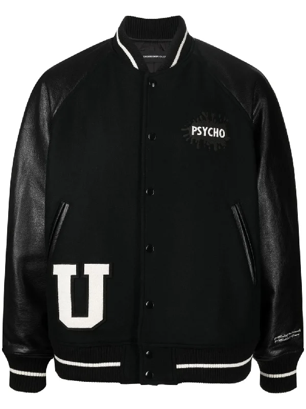 Hooded men jackets with a detachable faux - fur trim for added warmthX Psycho Patch Bomber Jacket Hooded men jackets with a detachable faux - fur trim for added warmthX Psycho Patch Bomber Jacket