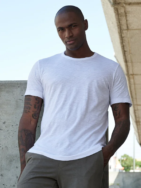 Men's thermal t - shirts with a high - neck design for cold weatherAmaro Slub Short Sleeve T-Shirt - White Men's thermal t - shirts with a high - neck design for cold weatherAmaro Slub Short Sleeve T-Shirt - White