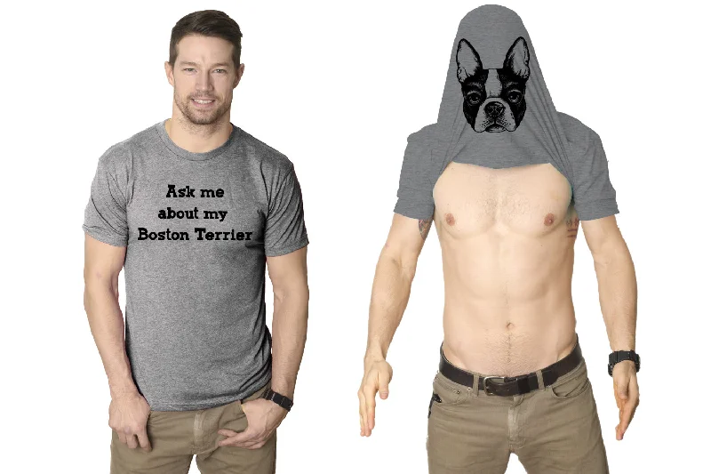 Men's lightweight performance t - shirts for running marathonsAsk Me About My Boston Terrier Flip Men's T Shirt