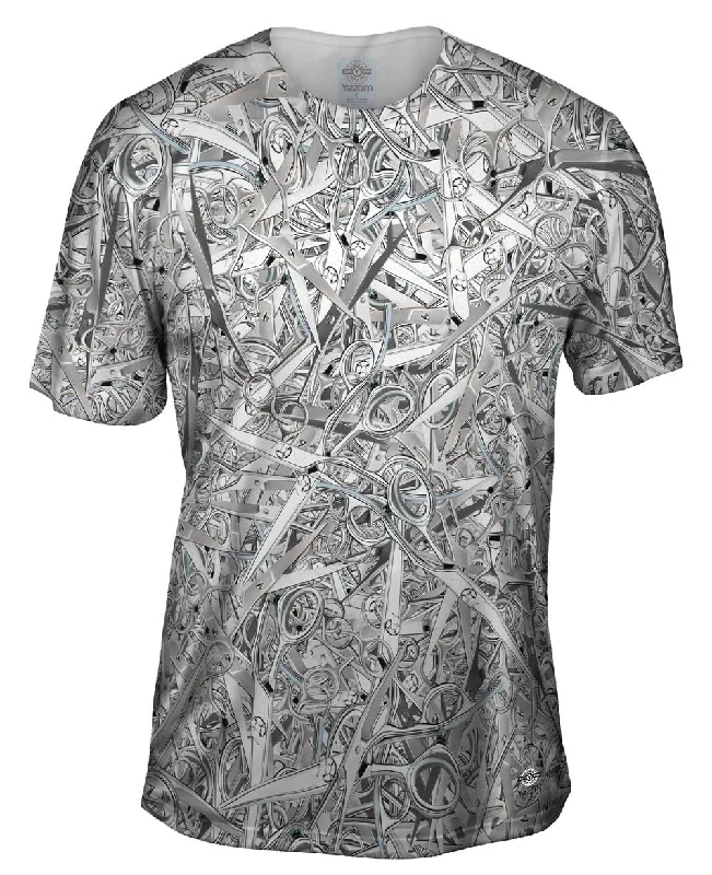 Men's button - front t - shirts with a unique artistic printBarber Sheers Tools Of The Trade