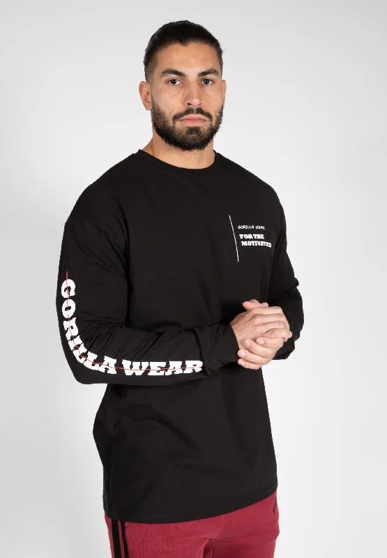 Men's tie - dye t - shirts with a bohemian styleBoise Oversized Long Sleeve - Black