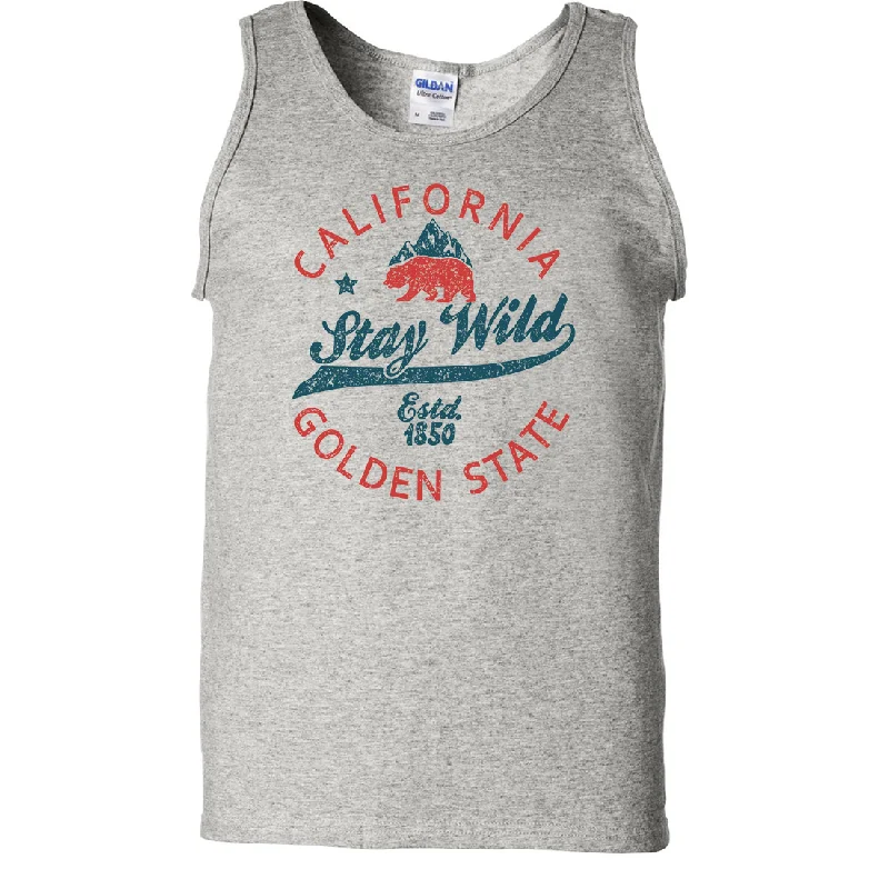 Men's antimicrobial t - shirts for odor - free freshness during travelCalifornia Stay Wild Asst Colors Tank Top Men's antimicrobial t - shirts for odor - free freshness during travelCalifornia Stay Wild Asst Colors Tank Top