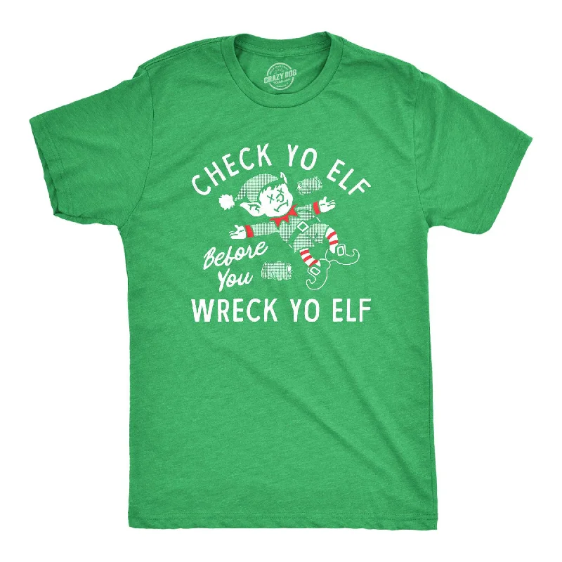 Men's thermal t - shirts with a high - neck design for cold weatherCheck Yo Elf Before You Wreck Yo Elf Men's T Shirt Men's thermal t - shirts with a high - neck design for cold weatherCheck Yo Elf Before You Wreck Yo Elf Men's T Shirt
