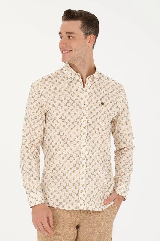 Men's vintage - inspired retro polo shirts with unique patternsCHEMISE ANDERSON BEIGE - 1684814VR049 Men's vintage - inspired retro polo shirts with unique patternsCHEMISE ANDERSON BEIGE - 1684814VR049