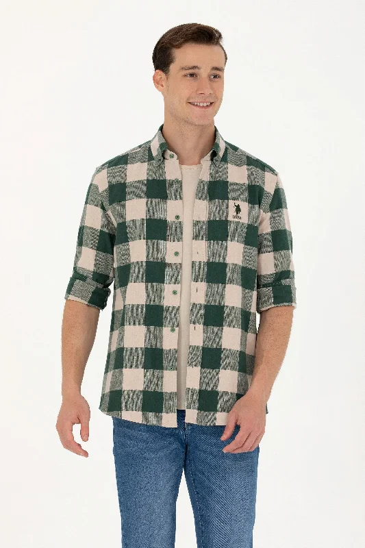 Men's two - tone stripe polo shirts with a preppy styleCHEMISE YASIDI VERT - 1681989VR054 Men's two - tone stripe polo shirts with a preppy styleCHEMISE YASIDI VERT - 1681989VR054