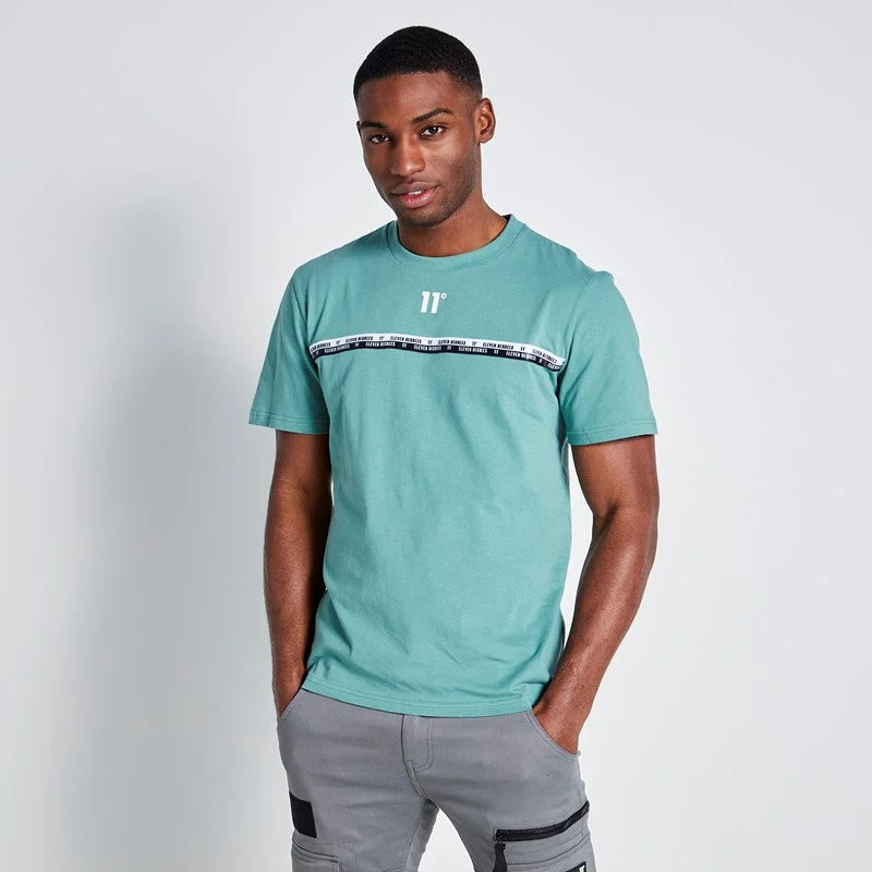 Men's polo t - shirts with a contrast collar for a preppy lookChest Taped T-Shirt - Washed Green Men's polo t - shirts with a contrast collar for a preppy lookChest Taped T-Shirt - Washed Green