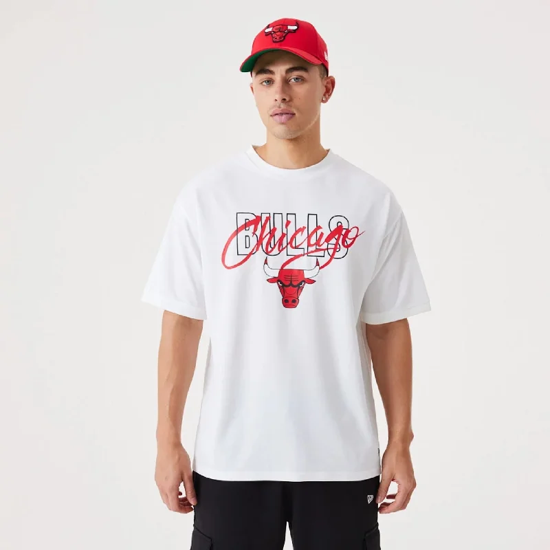Men's lightweight performance t - shirts for running marathonsChicago Bulls NBA Script White Oversized T-Shirt Men's lightweight performance t - shirts for running marathonsChicago Bulls NBA Script White Oversized T-Shirt