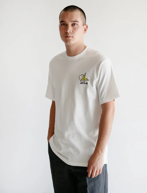Men's short - sleeve linen t - shirts for summer beach outingsEmbroidered Clean T White Men's short - sleeve linen t - shirts for summer beach outingsEmbroidered Clean T White