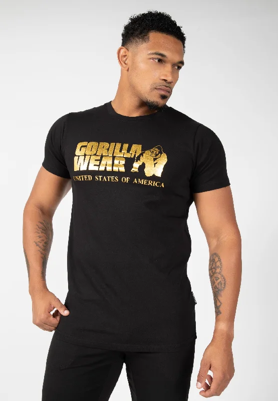Men's distressed denim - look t - shirts with a rugged appealClassic T-shirt - Black/Gold
