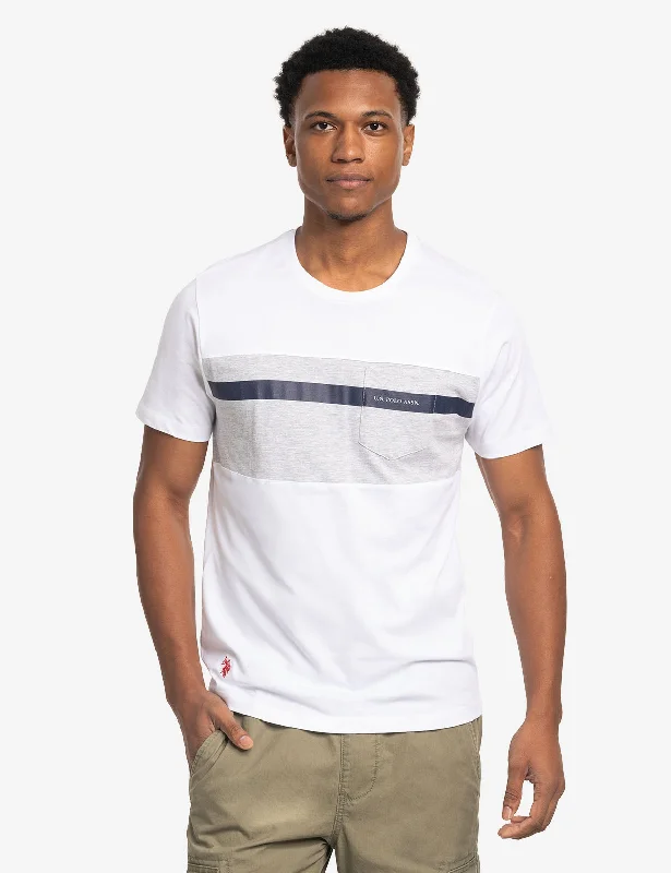 Men's printed Hawaiian t - shirts for tropical vacationsCOLOR BLOCK JERSEY T-SHIRT WITH POCKET Men's printed Hawaiian t - shirts for tropical vacationsCOLOR BLOCK JERSEY T-SHIRT WITH POCKET