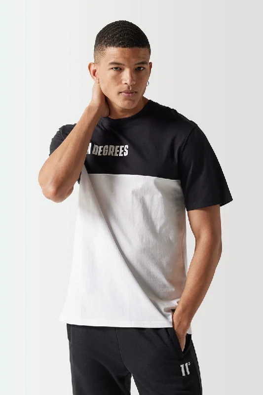 Men's printed Hawaiian t - shirts for tropical vacationsColour Block T-Shirt - White / Black Men's printed Hawaiian t - shirts for tropical vacationsColour Block T-Shirt - White / Black