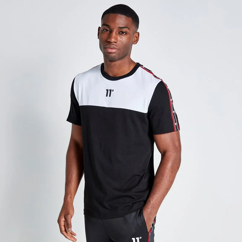 Men's eco - friendly recycled t - shirts for sustainable fashion choicesColour Block Taped Piping T-Shirt - Black / White Men's eco - friendly recycled t - shirts for sustainable fashion choicesColour Block Taped Piping T-Shirt - Black / White