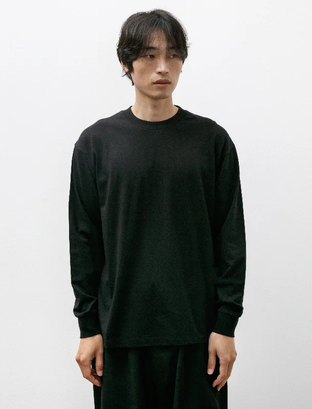 Men's mock - neck t - shirts with a modern and sleek styleCotton Jersey Long Sleeve T-Shirt Black Men's mock - neck t - shirts with a modern and sleek styleCotton Jersey Long Sleeve T-Shirt Black