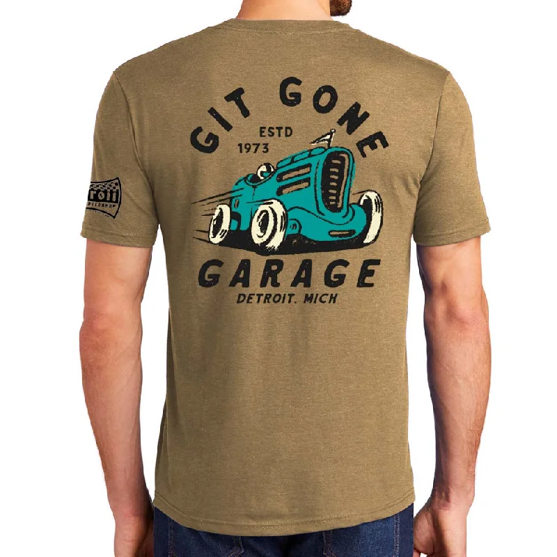 Men's printed Hawaiian t - shirts for tropical vacationsMens Detroit Speed Shop Git Gone Garage T-shirt - Coyote Brown Triblend Men's printed Hawaiian t - shirts for tropical vacationsMens Detroit Speed Shop Git Gone Garage T-shirt - Coyote Brown Triblend