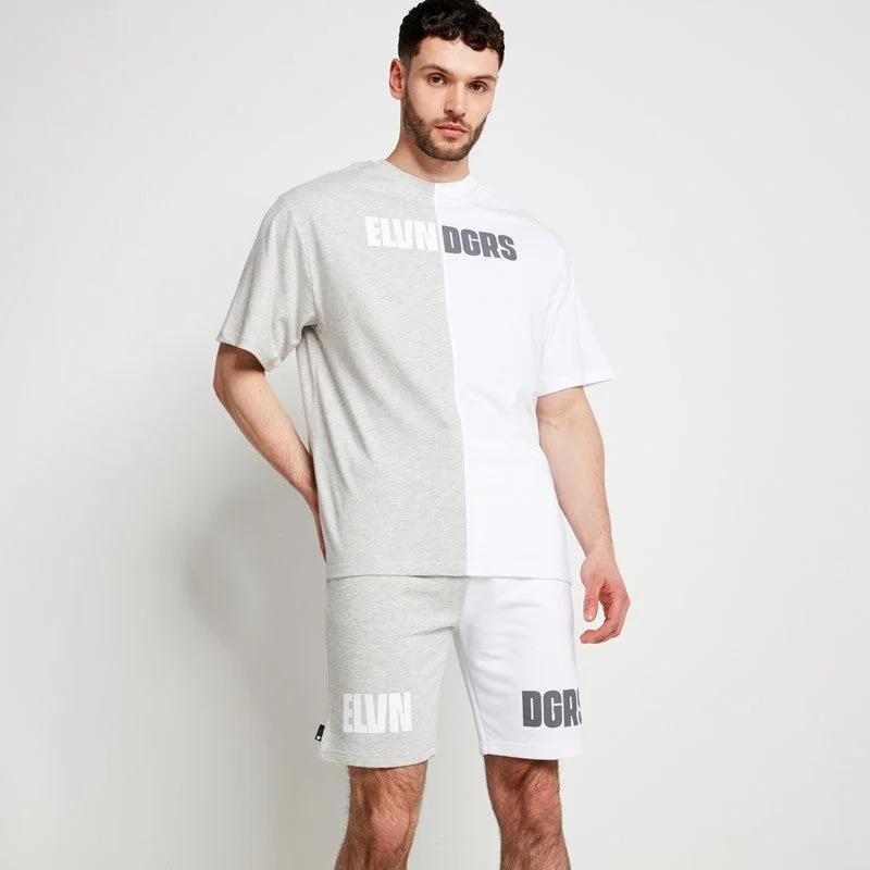 Men's slim - fit graphic t - shirts with vintage rock band printsCut & Sew T-Shirt - White / Grey Marl Men's slim - fit graphic t - shirts with vintage rock band printsCut & Sew T-Shirt - White / Grey Marl