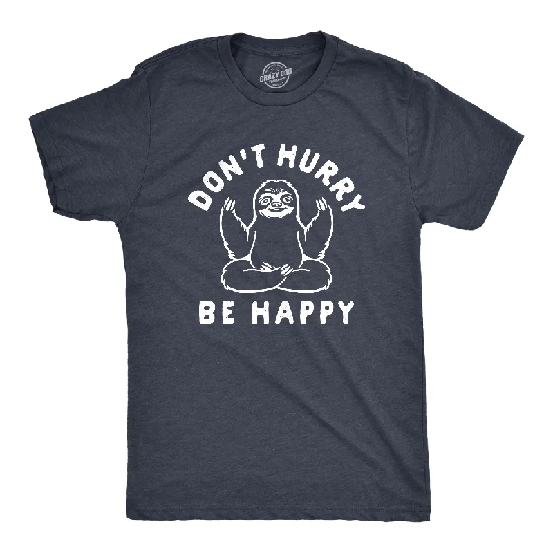 Men's short - sleeve linen t - shirts for summer beach outingsDon't Hurry Be Happy Men's T Shirt Men's short - sleeve linen t - shirts for summer beach outingsDon't Hurry Be Happy Men's T Shirt