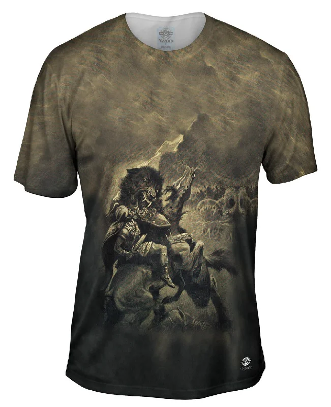 Men's plus - size pocket t - shirts with a classic lookDorothy Hardy - "Odin and Fenris" (1909) Men's plus - size pocket t - shirts with a classic lookDorothy Hardy - "Odin and Fenris" (1909)